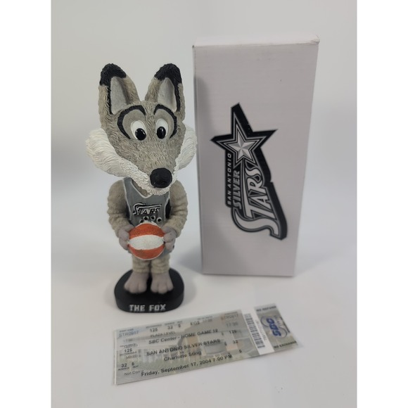 Other - San Antonio Silver Stars‎ THE FOX Bobble Dobbles Bobble Head w/ Game Ticket